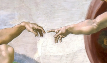 What's the story behind the artwork? Image of Michelangelo's the Creation of Adam